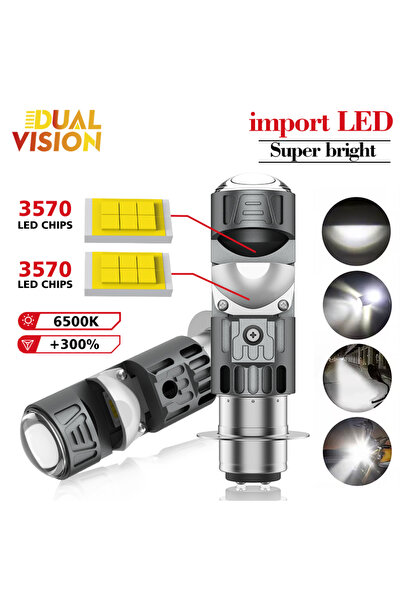 choice2 مصباح أمامي للدراجات النارية P15D-25-1 أبيض 6500K مع لمبة LED من نوع ...
