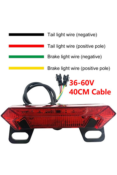 Choice 36-60V 40cm Ultra Bright LED Electric Bicycle Rear Light Waterproof Fl...
