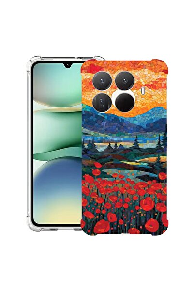 bestcase ¬Æ Husa Anti Shock Compatibil cu Xiaomi 15T Pro, cu Design Poppies i...