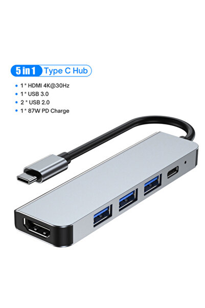 Choice كيبيدومي 5 في 1 محطة إرساء يو إس بي سي متعددة المنافذ متوافقة مع HDMI