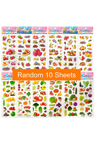 Choice PPT-10PCS-ZSSGSC 10 أوراق ملصقات منتفخة ثلاثية الأبعاد بتصميم فواكه وخ...