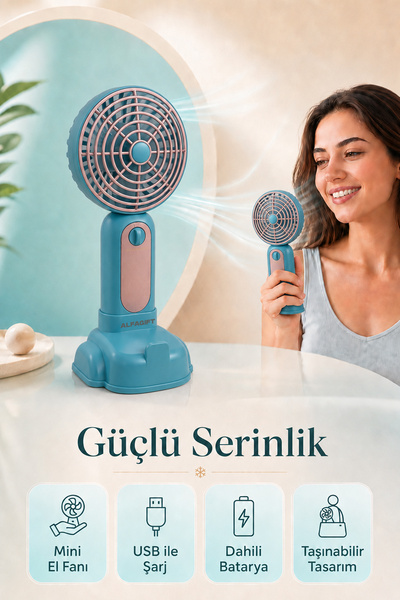 ALFAGİFT USB Şarjlı Mini El Fanı Taşınabilir Masaüstü Sessiz Vantilatör Güçlü...