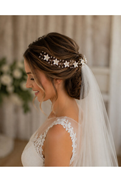 stil+o aksesuar.com Crystal Beaded, Floral, Stone-Embellished, Bridal Crown, ...