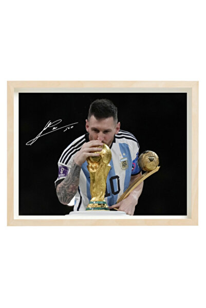 Boomah Accessories Lionel Messi Argentina Champion Autographed Poster with Fr...
