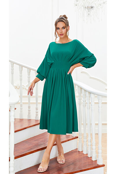 Independent Elegant Midi Dress with a High-End Flowy Cut