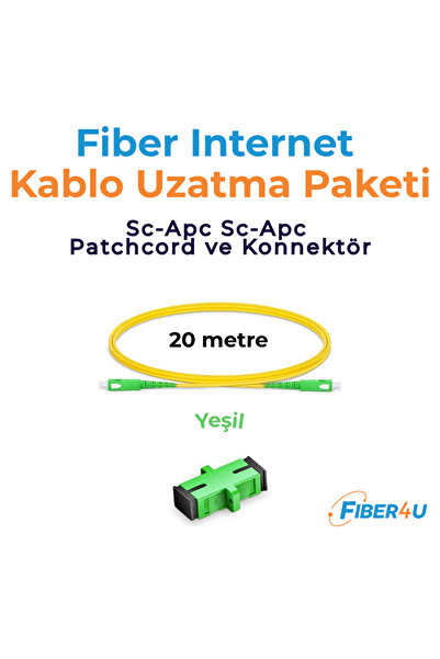 FIBER4U Fiber Optik Internet/Modem Uzatma Kiti/Kablosu (YEŞİL) - 20 metre (TA...