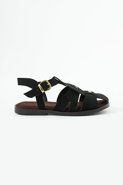 Siena Shoes Дамски сандали Ovessa с лека подметка и каишки, черен велур