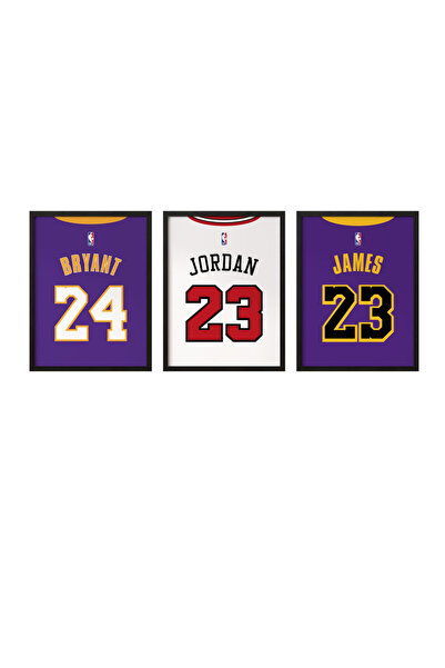 Boomah Accessories Set of 3 Framed Posters of Michael Jordan, Lebron James, K...