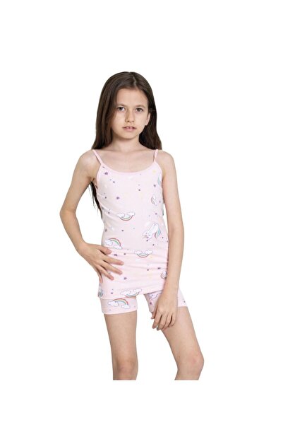 Yağmur Giyim Elm Unicorn Patterned Girls' Athlete Boxer Set 8059