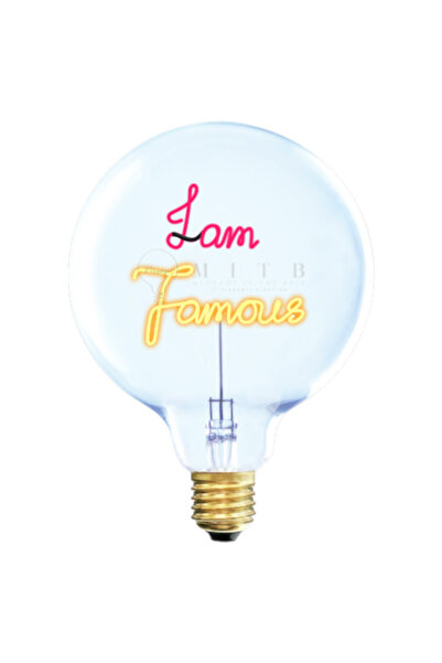 MITB I AM FAMOUS LED Glass Bulb Red Amber Decorative Light 70×110mm