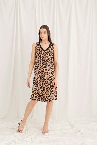 Miss Meryem Haljina sa leopard printom, viskozna, sa debelim naramenicama