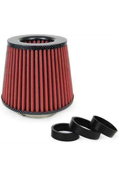 AMIO Filtru de aer conic universal roșu/carbon + 3 adaptoare amio-01713