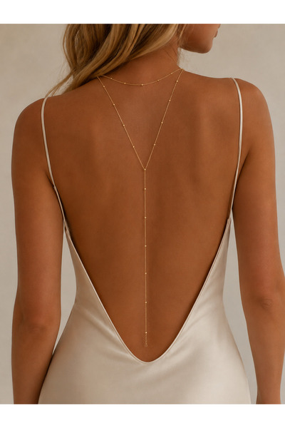 derokas Back Decollete Y Chain Steel Non-Tarnishing Stylish Elegant Trendy