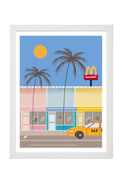 Boomah Accessories Miami City Street Travel Poster with Frame 30x40cm