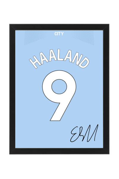 Boomah Accessories Erling Haaland Autographed Jersey 2023-24 Poster with Fram...