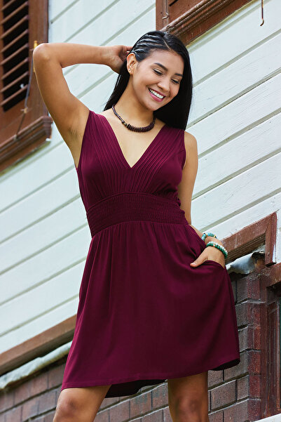 Los banditos V-Neck Mini Dress with Gipeli Waistband