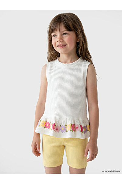 LC Waikiki Quality Pieces from Çelebi Store Floral Ruffle Girl's Muslin Blouse