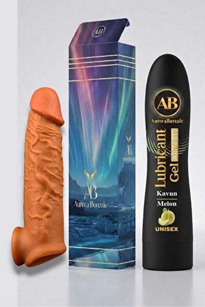 AuroraBoreale Realistik 16 Cm Penis Kılıf Oyuncak Dildo Kılıfı Premium Kavunlu Kayganlaştırıcı Jel Set
