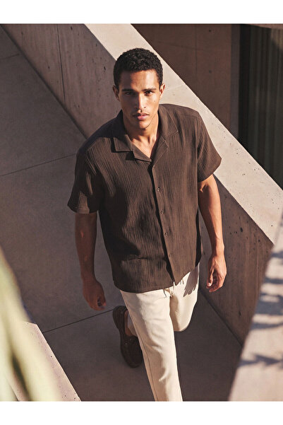 LC Waikiki Nevavm Regular Fit Resort Collar Muslin Men's Shirt with a Difference