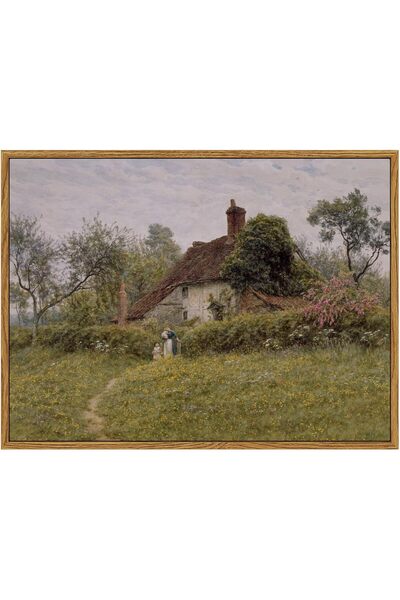 ALAYRA International Old Cottage Countryside Wall Art with Outer Frame for Ba...