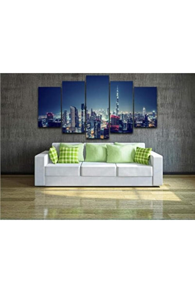 BPA 5 Piece Canvas Prints Poster Dubai City Night Scene Pictures for Living R...