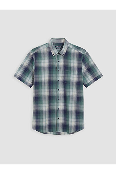 LC Waikiki Rmz Gi̇yi̇m Farkiyla Standard Fit Checkered Embroidered Poplin Men...