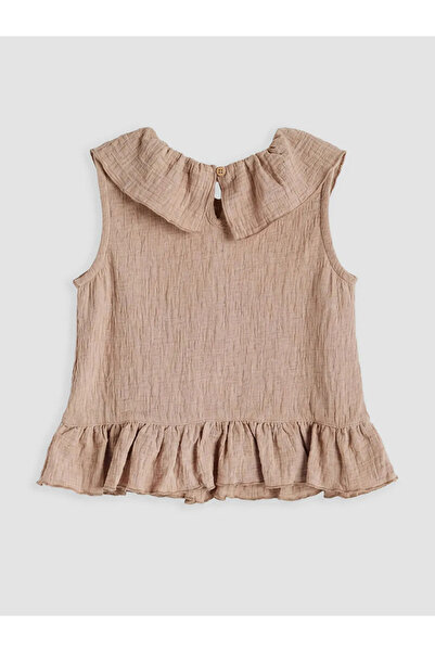 LC Waikiki Brown Crew Neck Flounce Girls' Tank Top