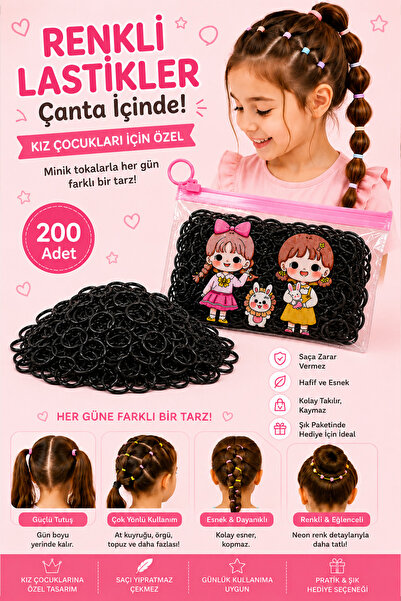 Trend Mix Kids 200 Pieces Colorful Mini Rubber Hair Clips Girls' Hair Rubber ...