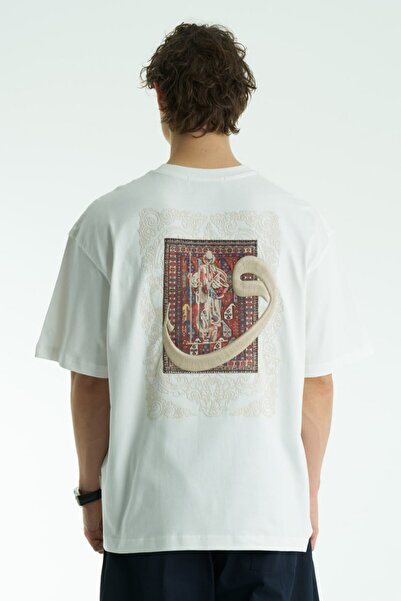 SHANBERWEAR Vav Nakışlı & Halı Motifli Oversize T-Shirt
