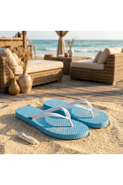 Deniz Terlik Women's Stylish Blue Beach Sea Pool Daily Flip Flops