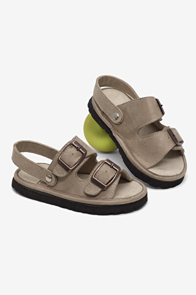 Tonny Black Çocuk Unisex Bej Rahat Kalıp Çift Tokalı Bebe Paitk Sandalet