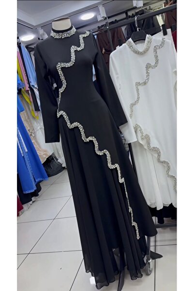 MODA تصميم خاص لتنورة من قماش دابيل مطرزة بالحجارة، قماش شيفون عالي الجودة، م...