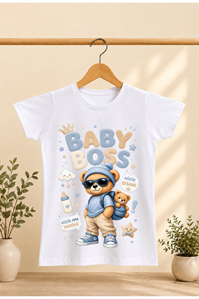 ModaXen Children's T-Shirt with Lettering and Baby Print, 100% Cotton Short S...