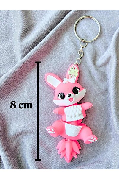 rmys Cute Pink Rabbit Keychain – 3D Printed Figure Keychain (8 cm)