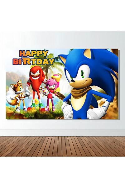 ESLEM Sonic Temalı Doğum Günü Afişi Duvar Pankart 100x70 Cm