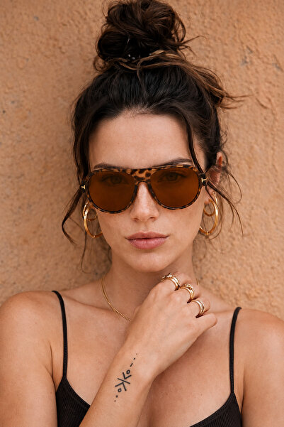 CLAREX Oslo Model Leopard Frame Brown Glass Pilot Sunglasses – Unisex Uv400 P...