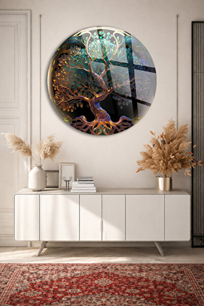 TAULART DESIGN ARBORELE VIEȚII DECOR DE PERETE ROTUND MODERN DE LUX MASĂ DE S...