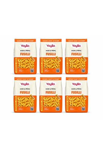 Yayla Glutensiz Vegan Fusilli Makarna 400 Gr x 6’lı Avantaj Paketi | Mısır & ...