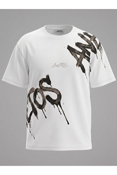 Anetos Tricou unisex supradimensionat alb Vandal Drip