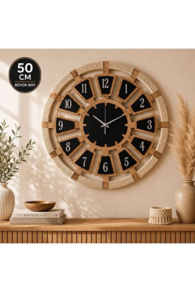 ERGEÇ TASARIM 50 Cm Makrome Detaylı Dekoratif Duvar Saati – Atlantik Çam MDF ...