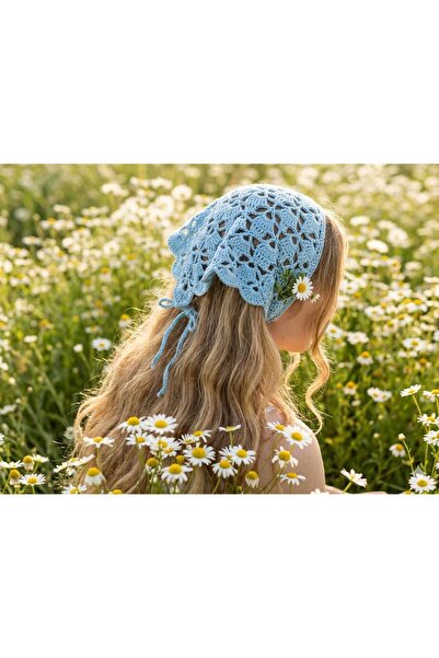 MÜÜ TASARIM Örgü bandana, Saç aksesuarı Mavi