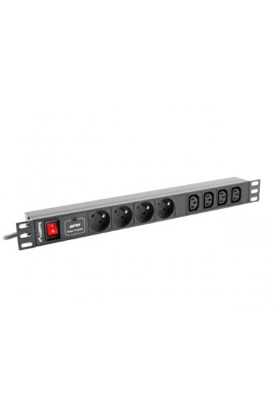 Lanberg PDU PDU-04E04I-0200-IEC-BK, 4x Schuko francez, 4x C13, Negru