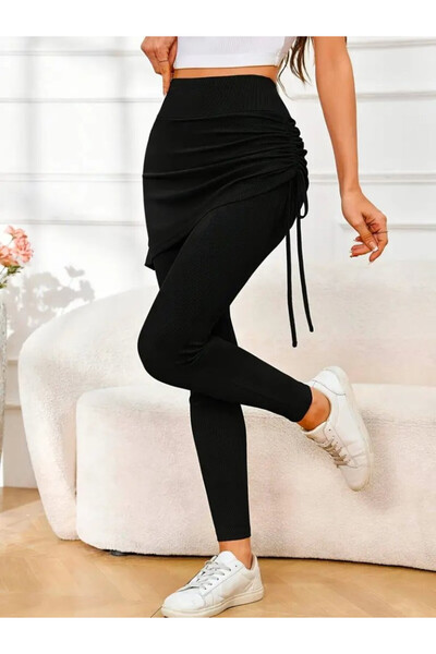 Efnaz style تنورة نسائية طويلة ذات خصر عالٍ ورباط جانبي من الأسفل
