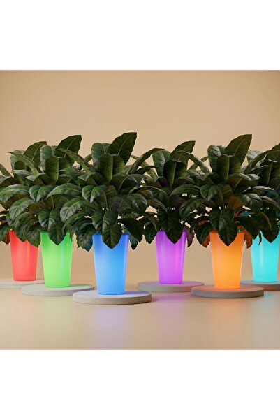 MYASEM STORE RGB Tall Planter Pot Set 6 Piece Illuminated Indoor Outdoor Gard...