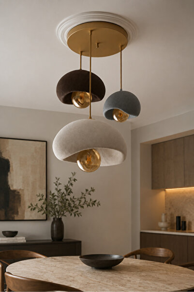 Limon 3D Desing 3 Lü Sarkıt Avize Rustik 20-30-40 E27 Modern Avize Bohem Beto...