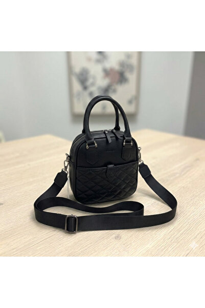 Elaris Elora Black Women's Hand and Shoulder Bag with Quilted Front Pocket
