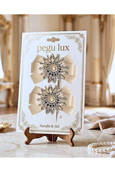 pegu baby collection Pachet de 2 mini-eșarfe de lux ecru cu panglică grosgrai...