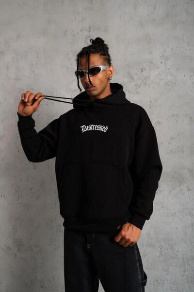 Generic Brand Men's Printed Hooded 3 Thread Cotton Hoodie Sweatshirt - Black ...