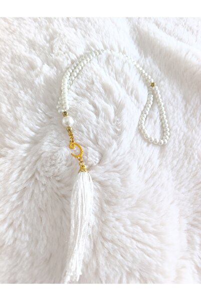 Muhtelif Bijuteri 99 Pearl Prayer Beads with Vav Letter and Tassel, Dowry Gif...