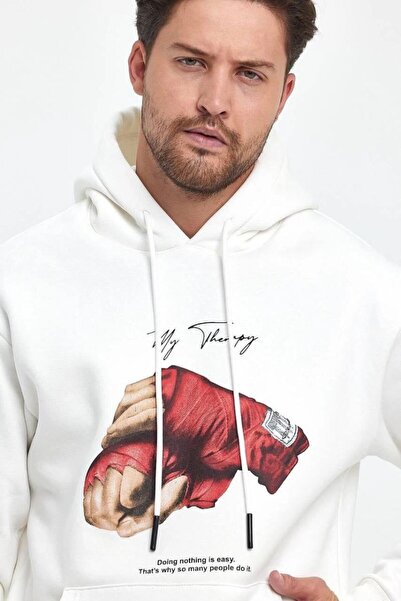 Generic Brand Men's 3 Thread Cotton Hooded Pocket Box Glove Printed Hoodie Sw...